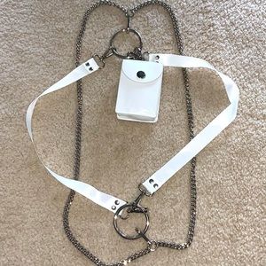 WHITE HARNESS CHAIN BOOK-BAG